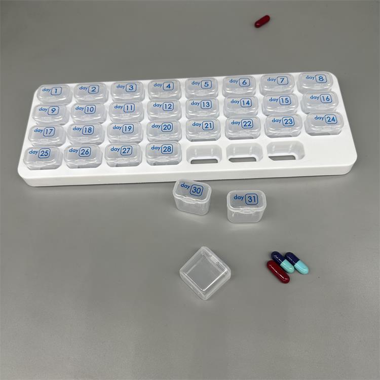 🔥Last Day 69% OFF -💊Monthly Pill Organizer with Lid - Arthritis-Friendly Easy-Open Lids 31 Removable Daily Pill Pods Date Reminder & Travel Case for Vitamins & Medications
