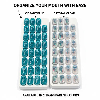 🔥Last Day 69% OFF -💊Monthly Pill Organizer with Lid - Arthritis-Friendly Easy-Open Lids 31 Removable Daily Pill Pods Date Reminder & Travel Case for Vitamins & Medications