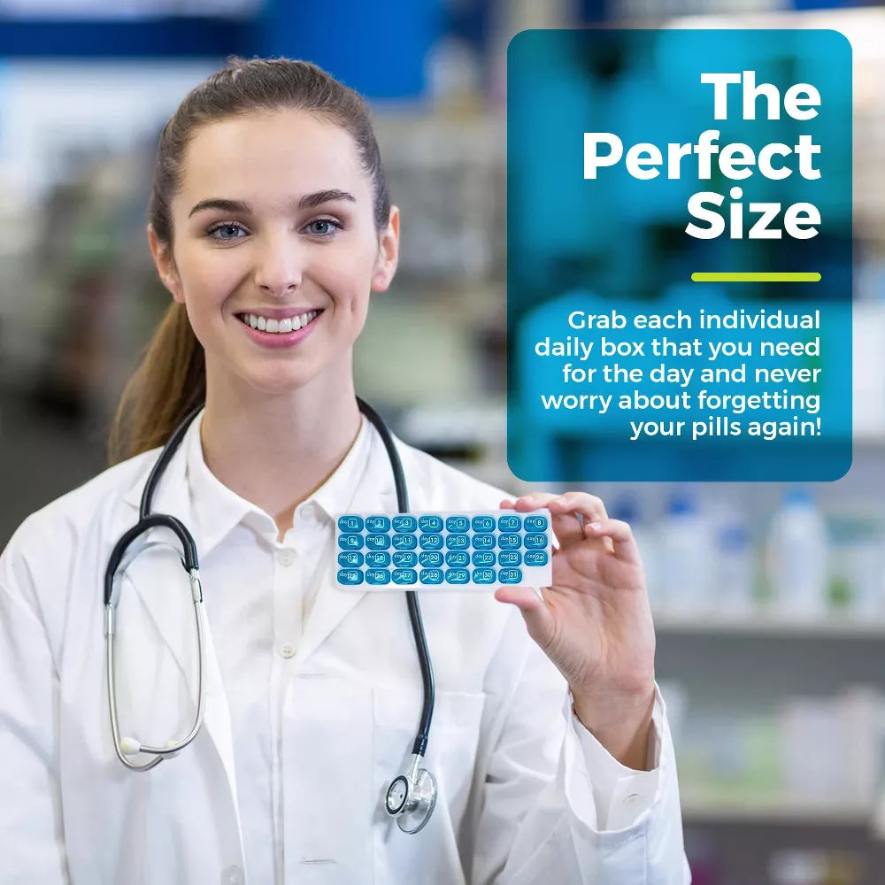 🔥Last Day 69% OFF -💊Monthly Pill Organizer with Lid - Arthritis-Friendly Easy-Open Lids 31 Removable Daily Pill Pods Date Reminder & Travel Case for Vitamins & Medications