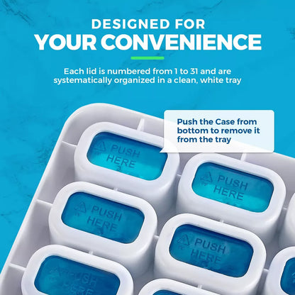 🔥Last Day 69% OFF -💊Monthly Pill Organizer with Lid - Arthritis-Friendly Easy-Open Lids 31 Removable Daily Pill Pods Date Reminder & Travel Case for Vitamins & Medications