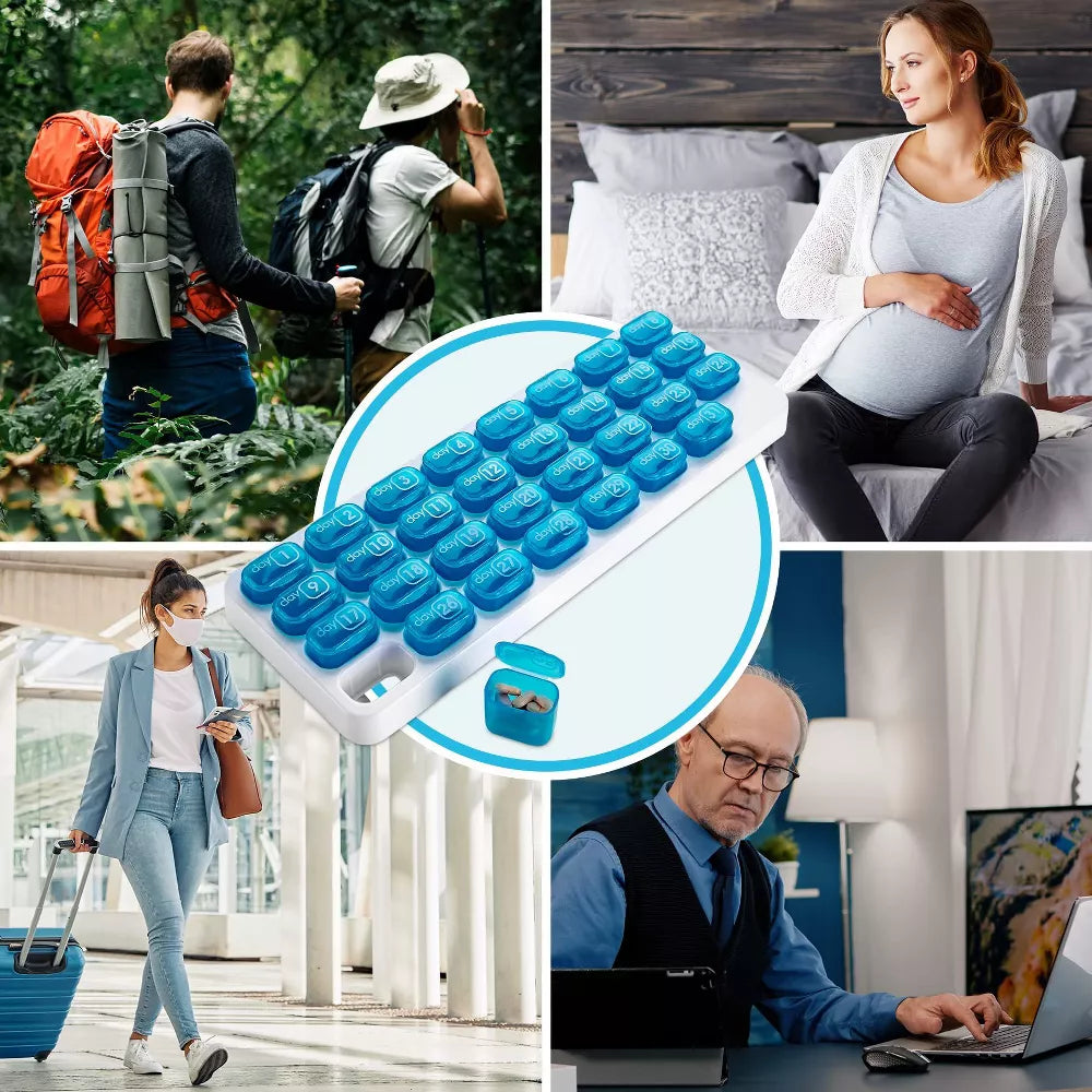 🔥Last Day 69% OFF -💊Monthly Pill Organizer with Lid - Arthritis-Friendly Easy-Open Lids 31 Removable Daily Pill Pods Date Reminder & Travel Case for Vitamins & Medications