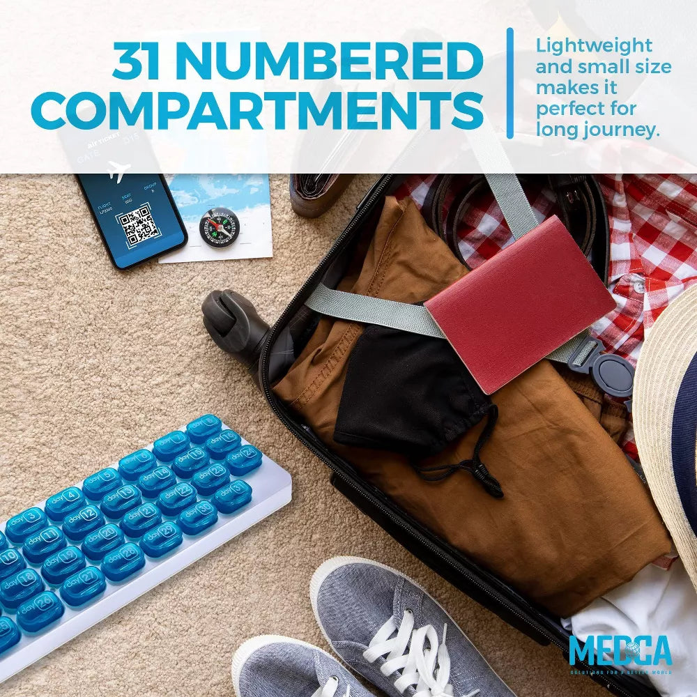 🔥Last Day 69% OFF -💊Monthly Pill Organizer with Lid - Arthritis-Friendly Easy-Open Lids 31 Removable Daily Pill Pods Date Reminder & Travel Case for Vitamins & Medications