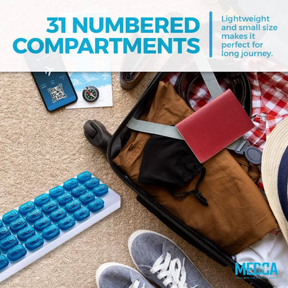 🔥Last Day 69% OFF -💊Monthly Pill Organizer with Lid - Arthritis-Friendly Easy-Open Lids 31 Removable Daily Pill Pods Date Reminder & Travel Case for Vitamins & Medications