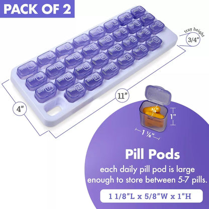 🔥Last Day 69% OFF -💊Monthly Pill Organizer with Lid - Arthritis-Friendly Easy-Open Lids 31 Removable Daily Pill Pods Date Reminder & Travel Case for Vitamins & Medications