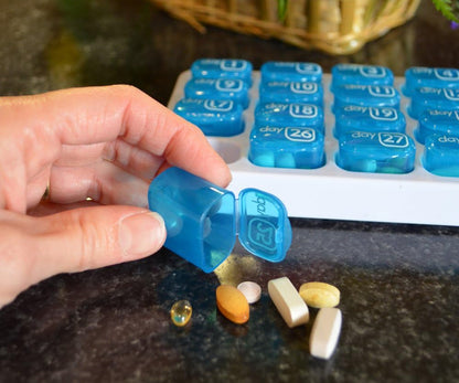 🔥Last Day 69% OFF -💊Monthly Pill Organizer with Lid - Arthritis-Friendly Easy-Open Lids 31 Removable Daily Pill Pods Date Reminder & Travel Case for Vitamins & Medications