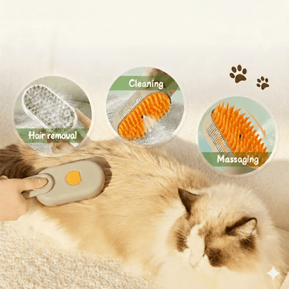 Steamy Pet Brush - 3-in-1 Grooming & Massage Comb for Cats & Dogs