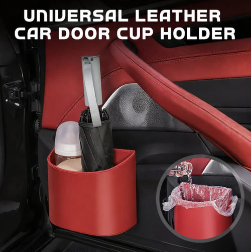 🥳2026 HOT SALE🥳💞50K+ SOLD!🚗🧺 53% OFF! Leather Car Door Cup Holder – Wide‑mouth opening, easy reach for drinks & phone. Clip‑on secure fit. PU leather, tough & stylish. 🛡️✨