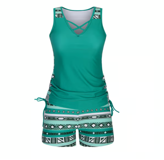 ⏰LAST DAY 60% OFF - Miraclesuit Women's Tummy Control Tankini Set with Built-In Bra – Flattering Boho Swimwear with Shorts🔥 Buy 2 Free Shipping
