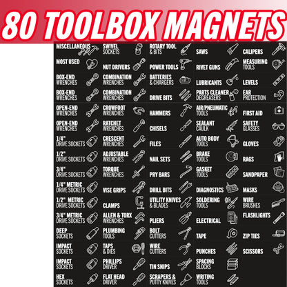 80-Piece Magnetic Toolbox Labels Kit
