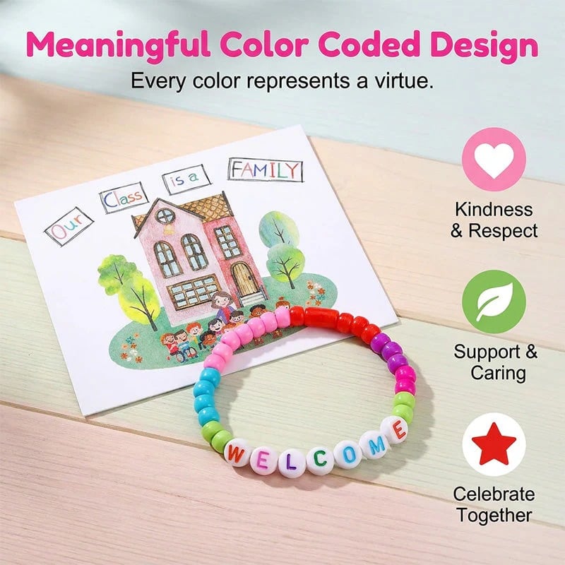 🔥Last Day 50% OFF - ✨🌈Pack of 25 Welcome BeadBracelets - StrengthenClassroom Friendship & SpreadWarm Kindness!