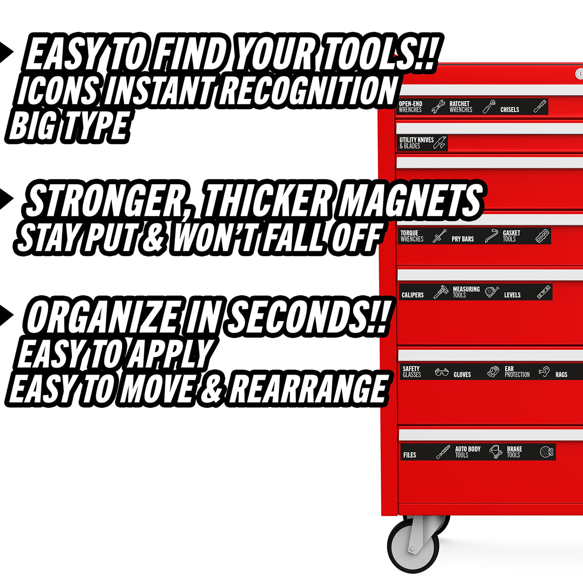 80-Piece Magnetic Toolbox Labels Kit