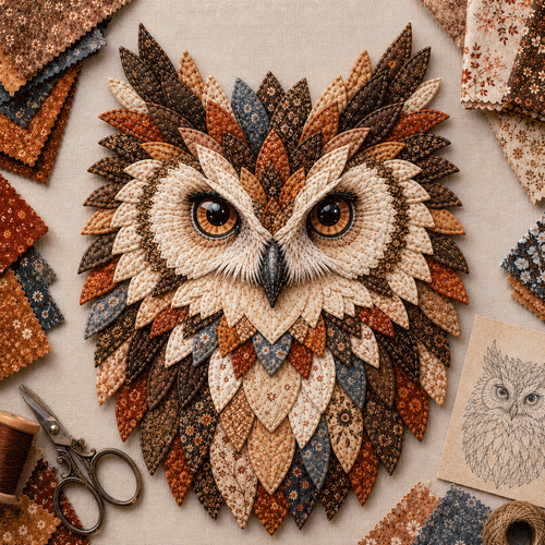 💥 LAST DAY 49% OFF - 🦉 Layered Fabric Owl Wall Art DIY Kit – Easy for Beginners, Guide Included