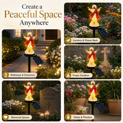 ✝️ Solar-Powered Illuminated Jesus Garden Statue | Automatic Halo Glow Outdoor Faith Decor for Gardens, Pathways & Prayer Spaces ✨