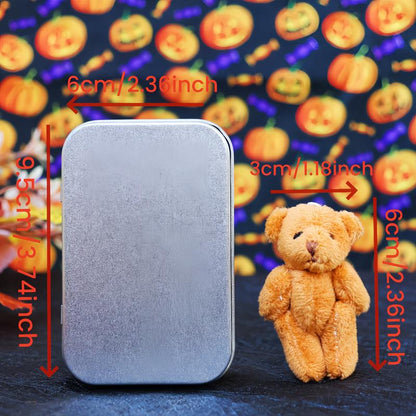 🎃🧸Cute Halloween Teddy Bear in a Box with Witcher Miniature, Blanket, Broom, Pumpkin & Cat🌟👻