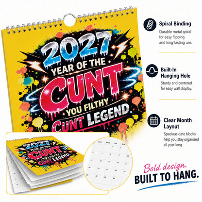 💥Early Bird Sale — 50% OFF🎁2027 Year of the Cunt Wall Calendar – Bold Graffiti Humor Calendar1📆🌟