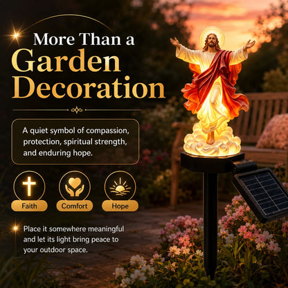 ✝️ Solar-Powered Illuminated Jesus Garden Statue | Automatic Halo Glow Outdoor Faith Decor for Gardens, Pathways & Prayer Spaces ✨