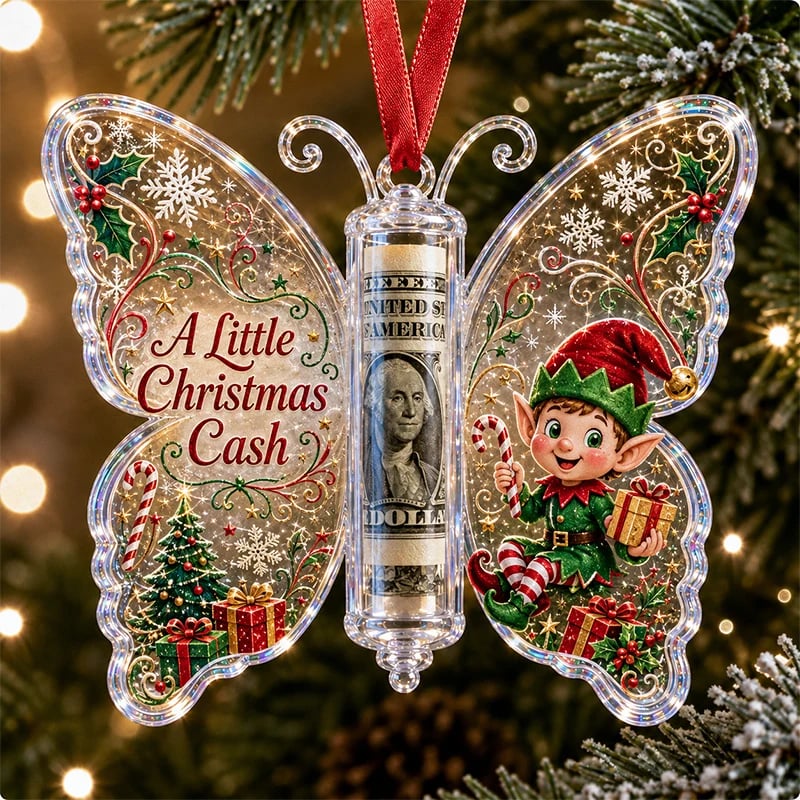 🦋 Christmas Cash Gift Butterfly Keepsake Ornament – Holiday Money Holder 🎄