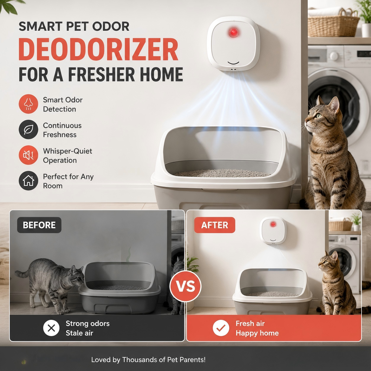 🔥Limited Time 50% OFF! 🌬️Say goodbye to unpleasant odors with it! Smart Quiet Pet Odor Eliminator