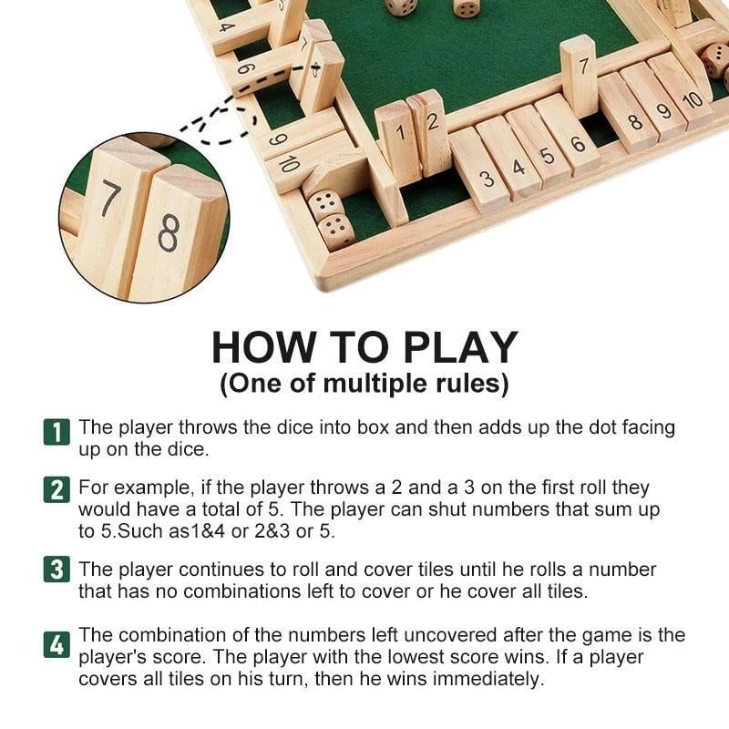 🔥SHUT THE BOX-WOODEN DICE BOARD GAME