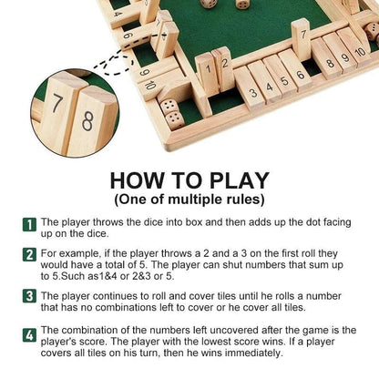 🔥SHUT THE BOX-WOODEN DICE BOARD GAME