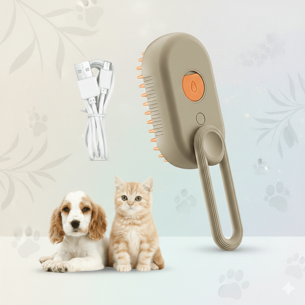 Steamy Pet Brush - 3-in-1 Grooming & Massage Comb for Cats & Dogs