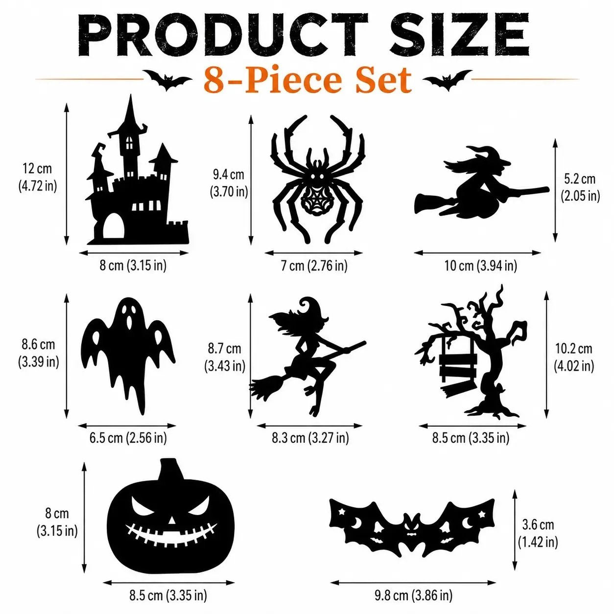 🔥50% OFF - 🎃8 Pack Halloween LED Silhouette Wall Light Stickers, Battery Powered Peel & Stick Decor Lights