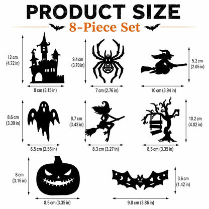 🔥50% OFF - 🎃8 Pack Halloween LED Silhouette Wall Light Stickers, Battery Powered Peel & Stick Decor Lights