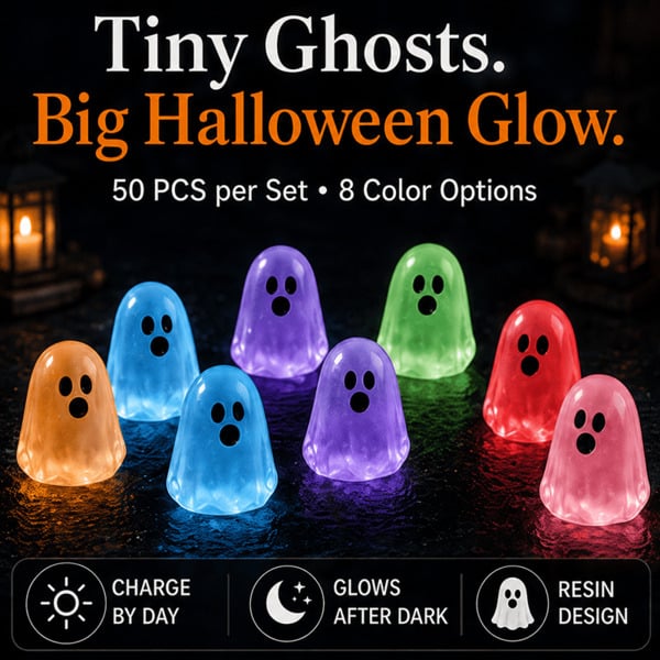 ⏳ Last day 50% OFF –👻 Glow In The Dark Cute Ghost Resin Bead Set  ✨