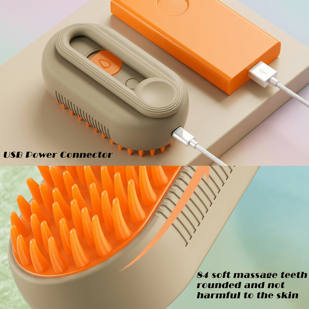 Steamy Pet Brush - 3-in-1 Grooming & Massage Comb for Cats & Dogs
