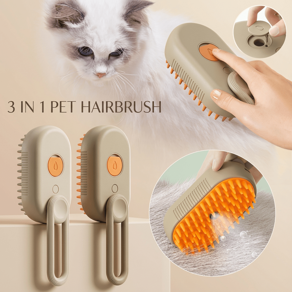 Steamy Pet Brush - 3-in-1 Grooming & Massage Comb for Cats & Dogs