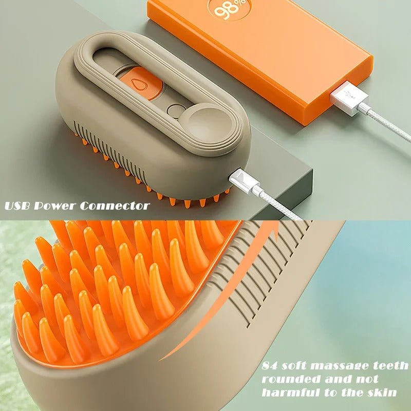 Steamy Pet Brush - 3-in-1 Grooming & Massage Comb for Cats & Dogs