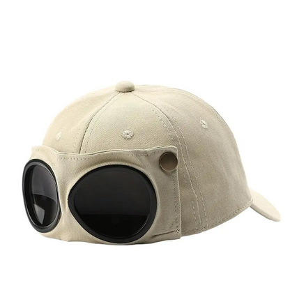 🧢 Two‑Style Pilot Cap with Built‑in Foldable Goggles