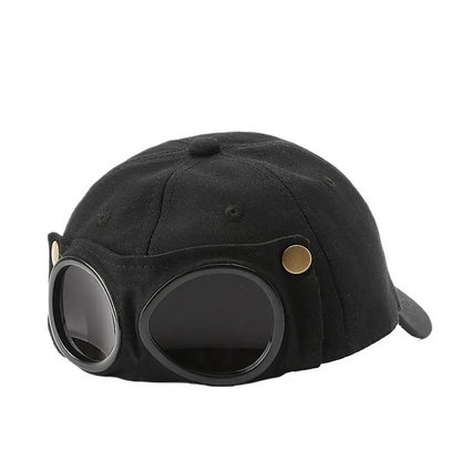 🧢 Two‑Style Pilot Cap with Built‑in Foldable Goggles