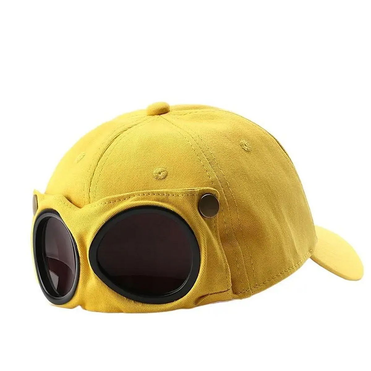Yellow pilot goggles cap