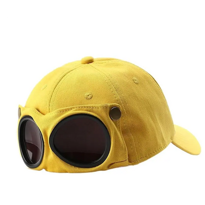 🧢 Two‑Style Pilot Cap with Built‑in Foldable Goggles
