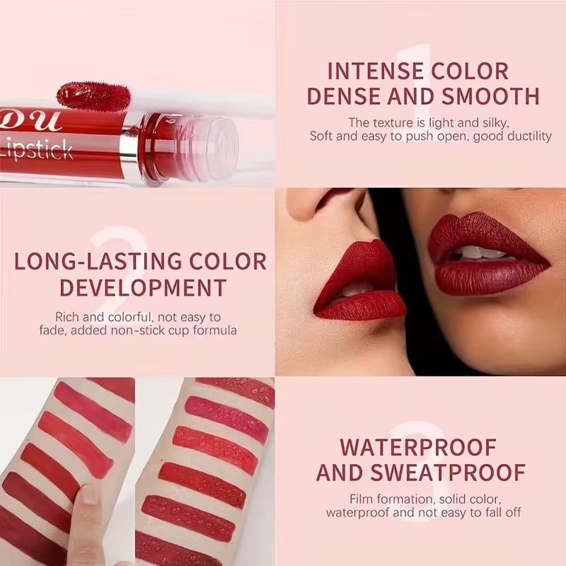 🔥Limited Time Promotion 50% OFF💝10Pcs Matte Waterproof Long Lasting Lip Gloss