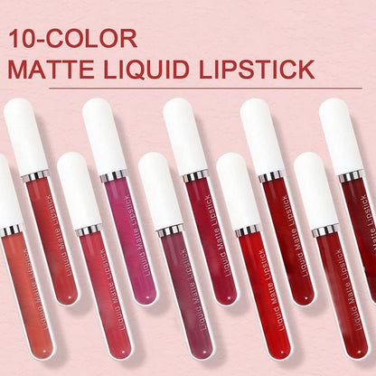🔥Limited Time Promotion 50% OFF💝10Pcs Matte Waterproof Long Lasting Lip Gloss
