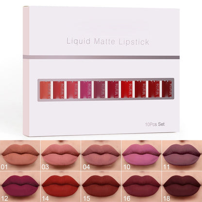🔥Limited Time Promotion 50% OFF💝10Pcs Matte Waterproof Long Lasting Lip Gloss