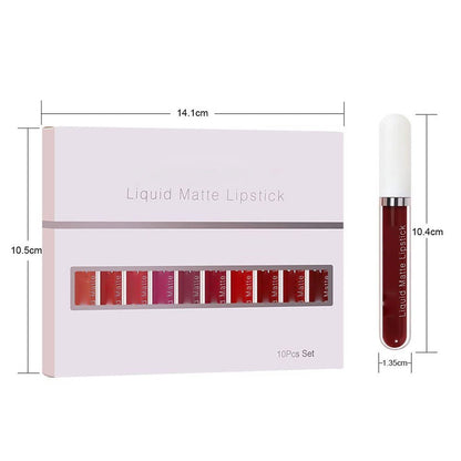 🔥Limited Time Promotion 50% OFF💝10Pcs Matte Waterproof Long Lasting Lip Gloss
