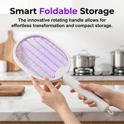 🦟 2-in-1 Foldable Electric Bug Zapper – Handheld Swatter & UV Trap