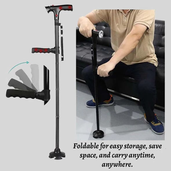 🦯 Multifunctional Folding Cane – Safe Steps, Day & Night ⏰