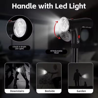 🦯 Multifunctional Folding Cane – Safe Steps, Day & Night ⏰